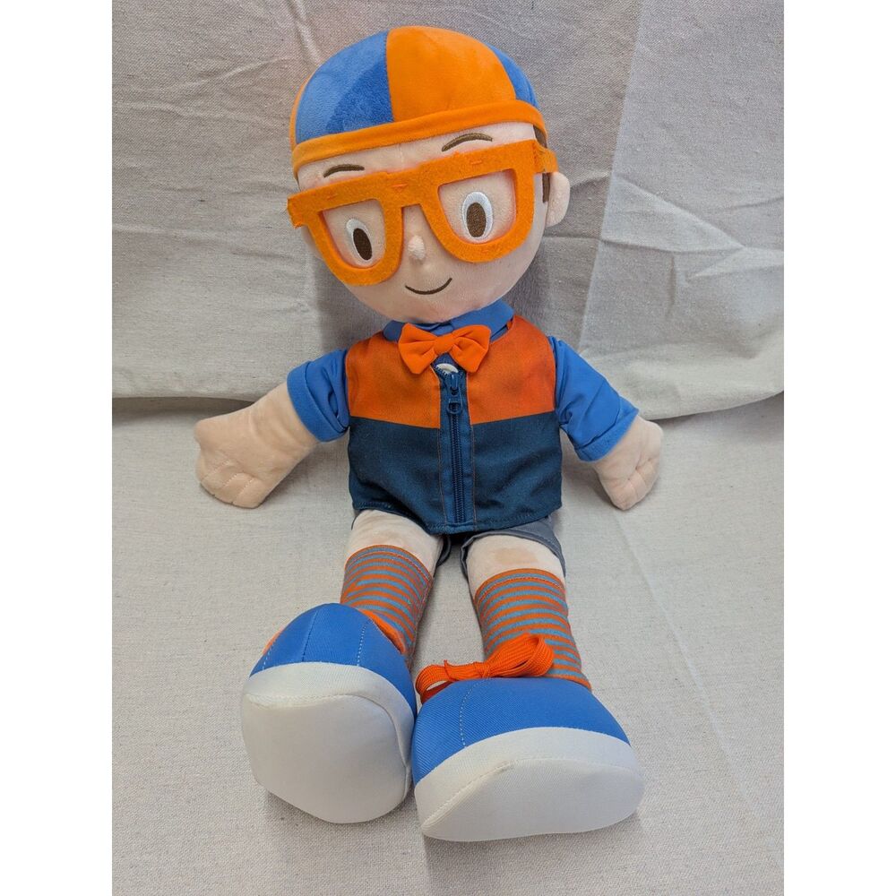 Talking Blippi Plush Doll Voice Box Educational Kids Character Toy Orange Blue